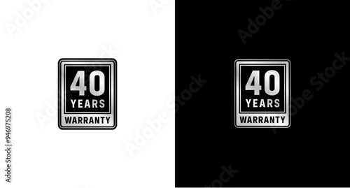 40 years warranty label or 40 years warranty sign vector isolated. The best 40 years warranty label for product packaging design element and more.