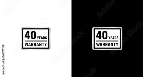 40 years warranty logo or 40 years warranty label vector isolated. The best 40 years warranty logo for product packaging design element and more.