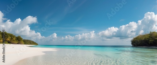 Tropical Beach with Clear Blue Water and White Sand