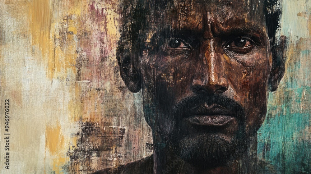 A portrait of a lonely Indian man, his face reflecting a deep sense of solitude and reflection, set against a backdrop of muted colors. A portrait of a lonely Indian man, his face reflecting a deep sense of solitude and reflection, set against a backdrop of muted colors.