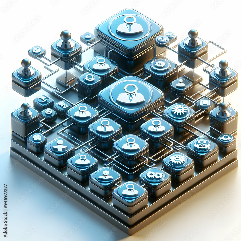 3D Glossy Organizational Chart Concept with Roles and Responsibilities for Efficient Business Management - Detailed 3D Icon Illustration on White Background 3D Glossy Organizational Chart Concept with Roles and Responsibilities for Efficient Business Management - Detailed 3D Icon Illustration on White Background