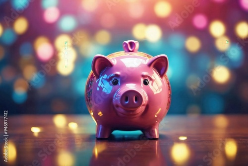 Piggy Bank with Soft Bokeh Background