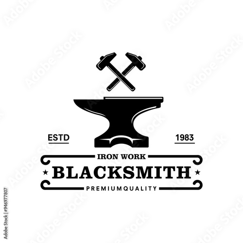 blacksmith logo template in white background
