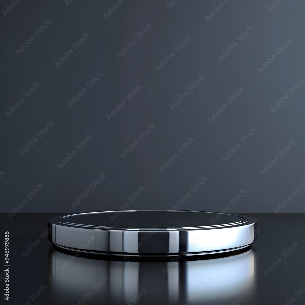 Sleek Chrome Podium in High-Definition Minimalist Studio Setup Sleek Chrome Podium in High-Definition Minimalist Studio Setup