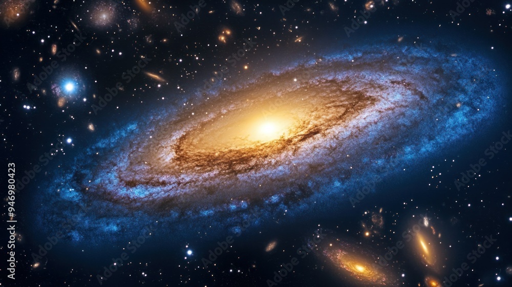 A Spiral Galaxy Surrounded by Stars and Other Galaxies A Spiral Galaxy Surrounded by Stars and Other Galaxies
