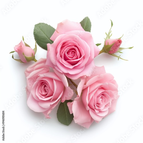 Photo of a pink rose, isolated on a white background, pink rose Generative Ai