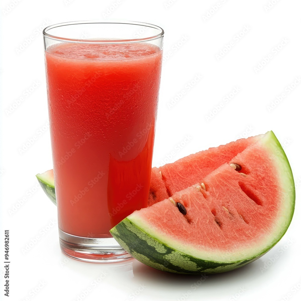 Glass of Watermelon Juice with Slices of Watermelon Glass of Watermelon Juice with Slices of Watermelon