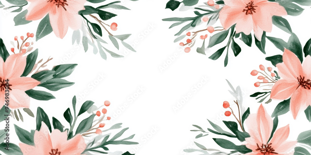 An elegant Christmas floral arrangement featuring poinsettias, holly, and pine branches, decorated with soft golden accents on a white background An elegant Christmas floral arrangement featuring poinsettias, holly, and pine branches, decorated with soft golden accents on a white background