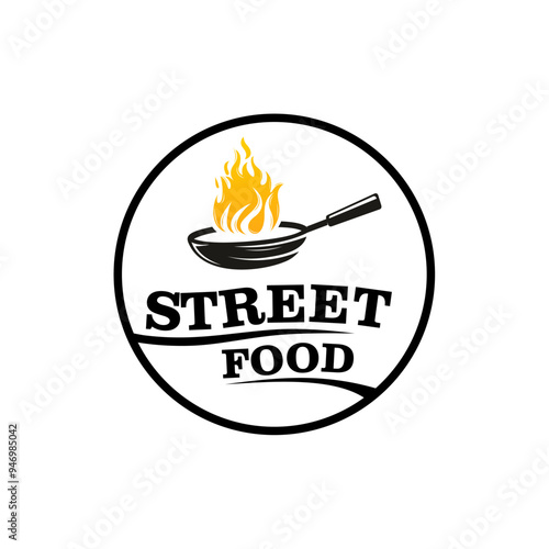 street food logo design vector illustration, restaurant symbol vector