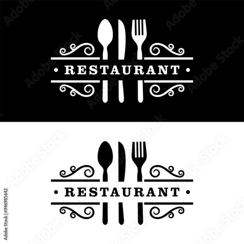 creative food logo design vector illustration, restaurant symbol vector