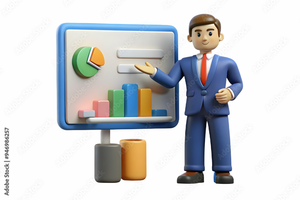 3D Financial Officer Analyzing Charts and Graphs on Whiteboard - Strategic Planning and Analytical Thinking in Finance 3D Financial Officer Analyzing Charts and Graphs on Whiteboard - Strategic Planning and Analytical Thinking in Finance