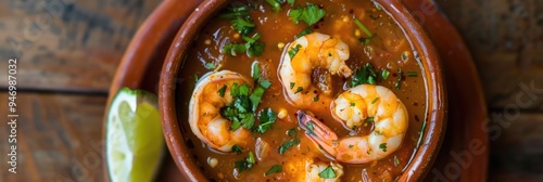 Chupe de Camarones Prawn Soup from Above with Selective Focus photo