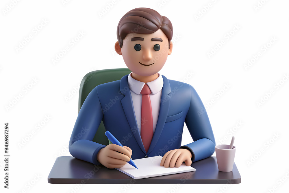 3D Financial Officer Signing Documents with Serious Expression - Responsibility and Precision in Financial Roles Concept 3D Financial Officer Signing Documents with Serious Expression - Responsibility and Precision in Financial Roles Concept