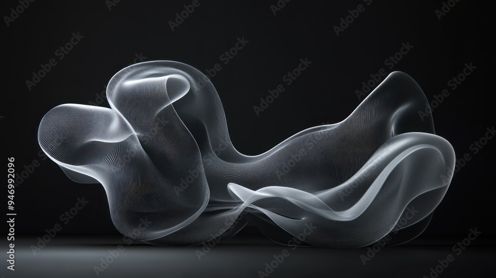 Abstract White Form with Intersecting Lines on a Black Background Abstract White Form with Intersecting Lines on a Black Background