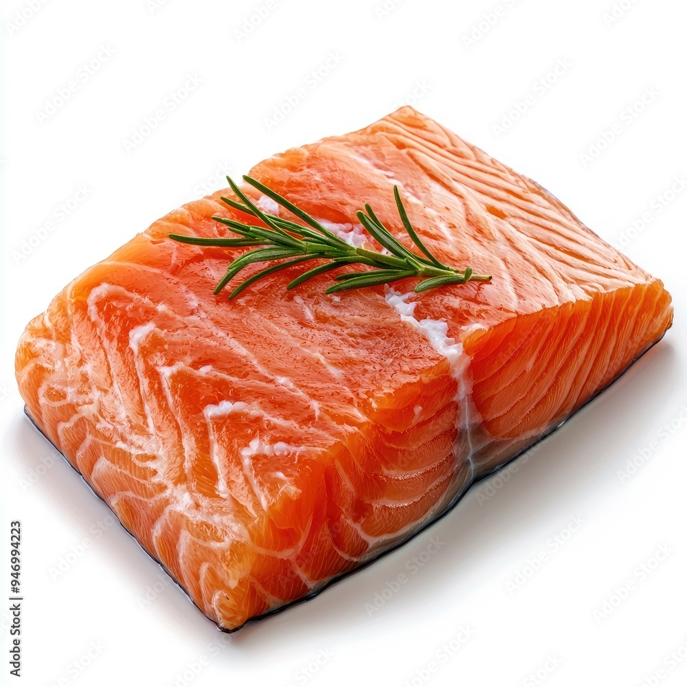 Raw Salmon Fillet with Rosemary Sprig Raw Salmon Fillet with Rosemary Sprig