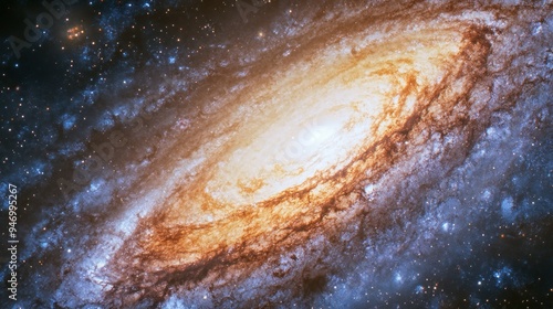 A Spiral Galaxy with a Bright Core and Scattered Stars photo