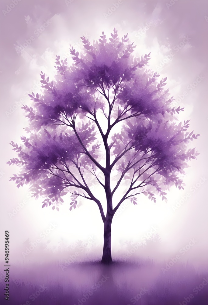 Obraz premium Purple Tree Illustration Digital Painting Abstract Nature Artwork Design