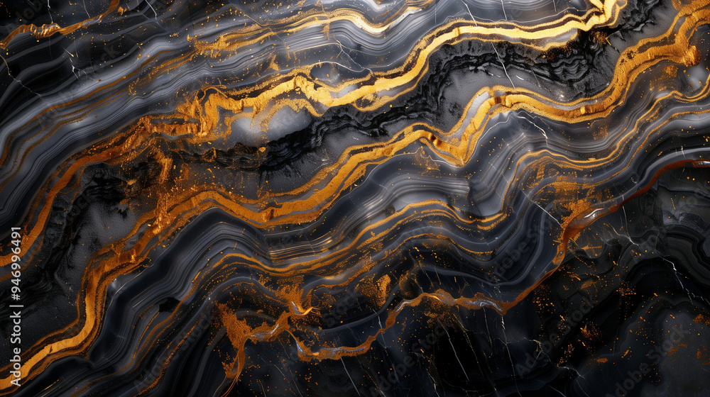 Black liquid texture background, top view of waves of oil and gold glitter, abstract luxury marble pattern. Concept of shiny surface, watercolour and wallpaper Black liquid texture background, top view of waves of oil and gold glitter, abstract luxury marble pattern. Concept of shiny surface, watercolour and wallpaper