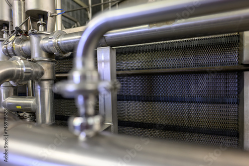 Heat exchanger in detail in the food industry.