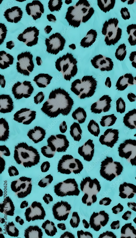 Fototapeta premium Blue Leopard Animal Pattern Wild Cat Illustration Background Graphic Design