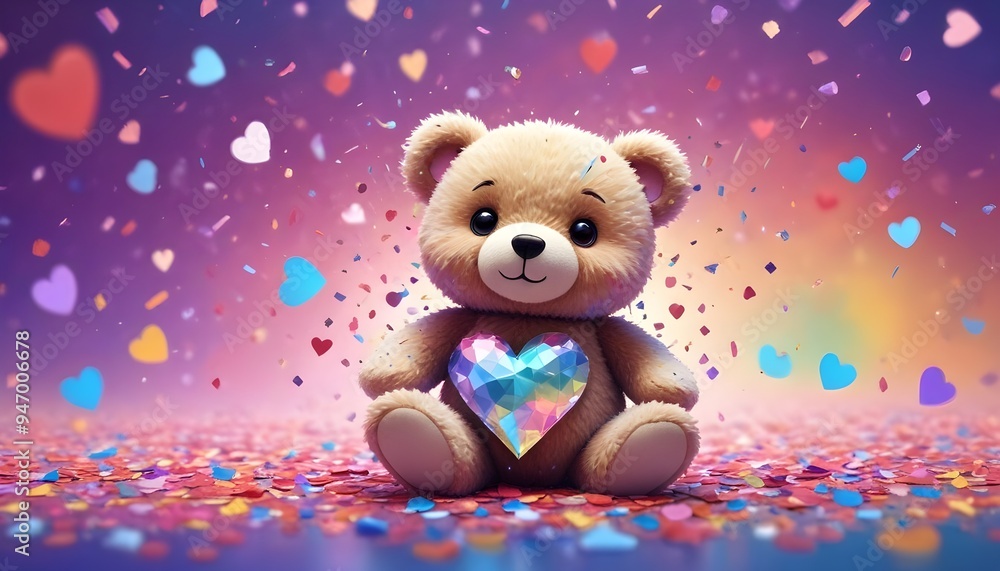Cute Teddy Bear Heart Sprinkles Valentines Day Love Digital Painting Cute Teddy Bear Heart Sprinkles Valentines Day Love Digital Painting