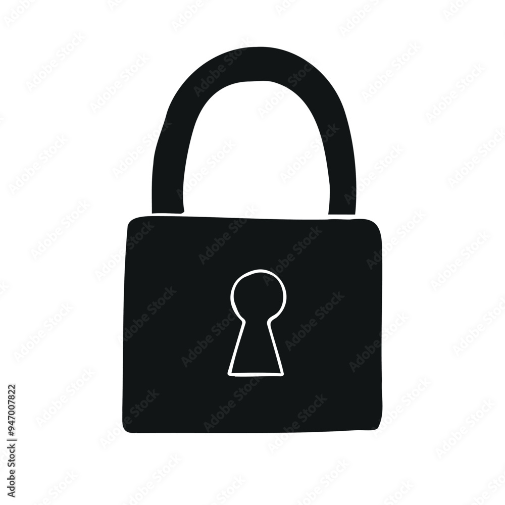 Vector hand drawn sketch doodle lock isolated on white background Vector hand drawn sketch doodle lock isolated on white background