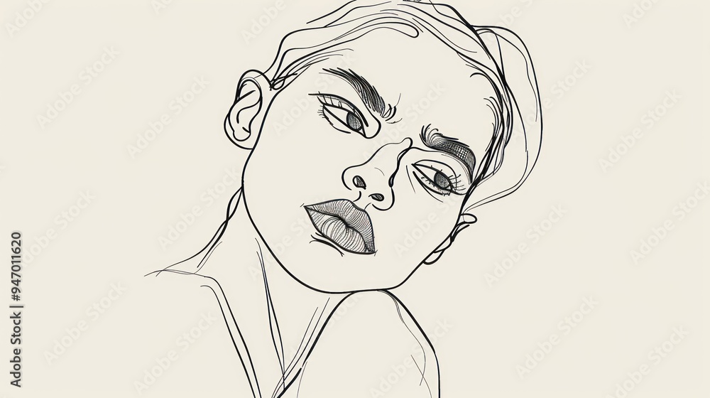 Minimalist Line Art Portrait of a Woman. Minimalist Line Art Portrait of a Woman.