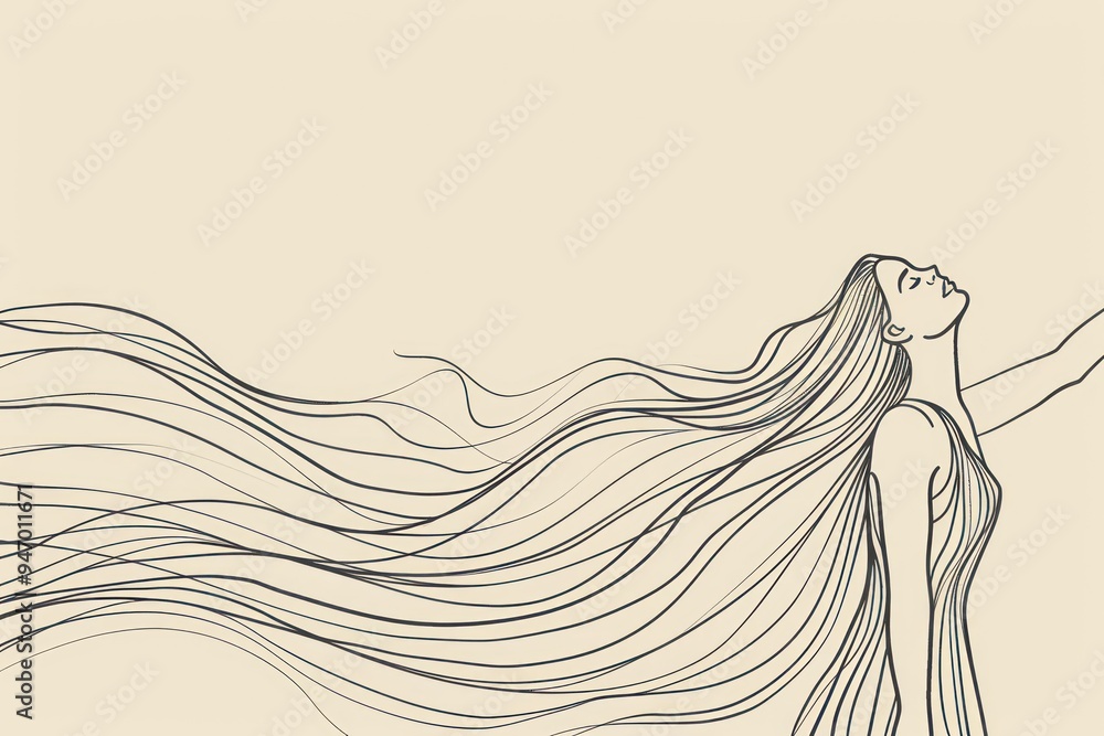 Woman with flowing hair silhouette. Woman with flowing hair silhouette.