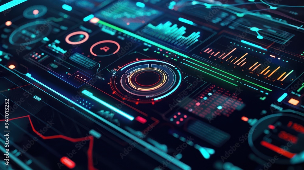 Futuristic Interface with Glowing Data Futuristic Interface with Glowing Data