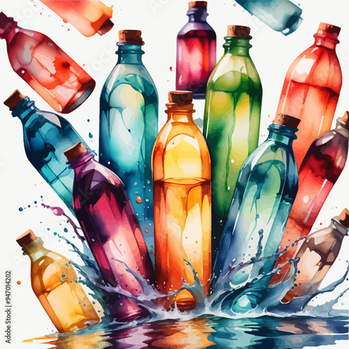 Bottle Ilustration Painting Background Very Cool