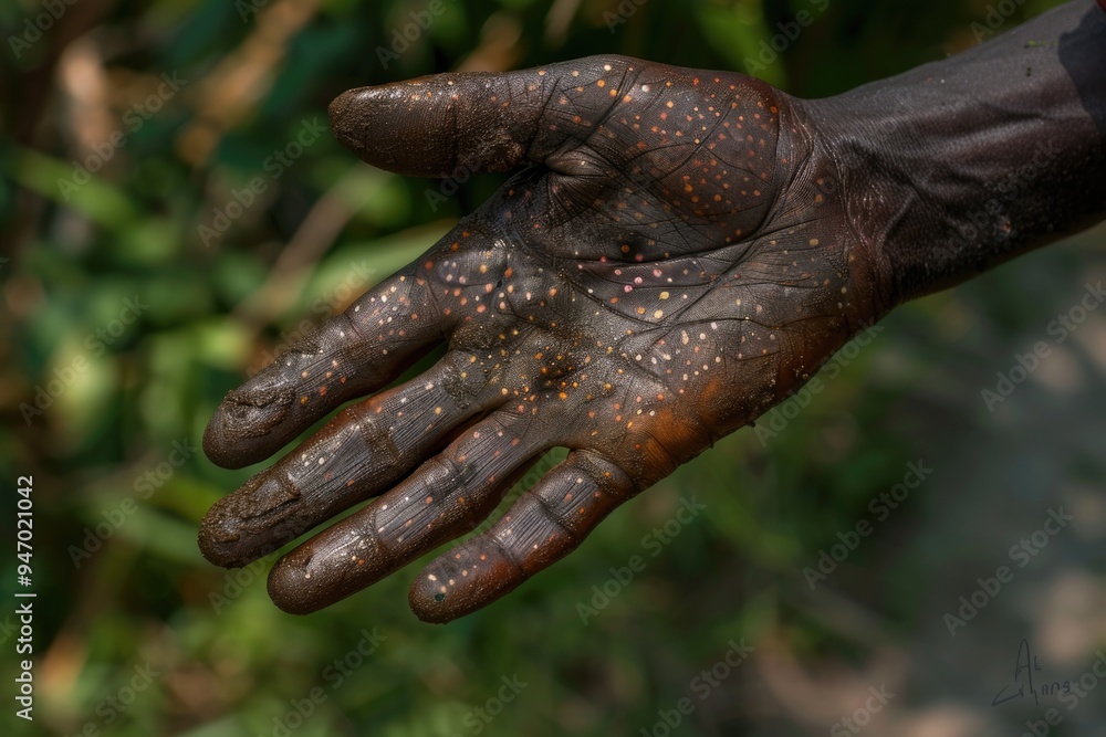 A person's hand covered in mud A person's hand covered in mud
