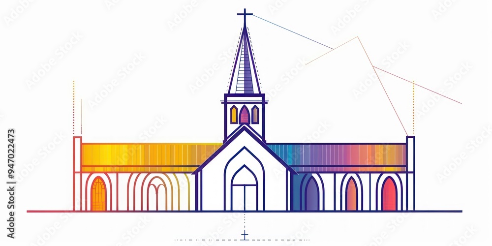 Church building icon with a gradient effect. Church building icon with a gradient effect.