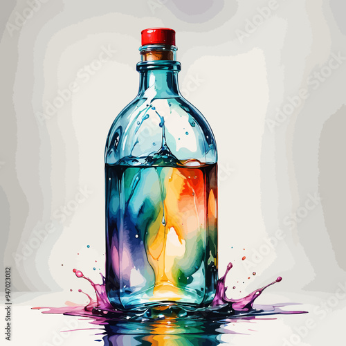 Bottle Ilustration Painting Background Very Cool