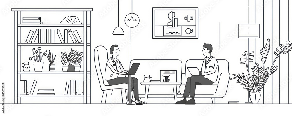 Two People Working Together in a Modern Office. Two People Working Together in a Modern Office.