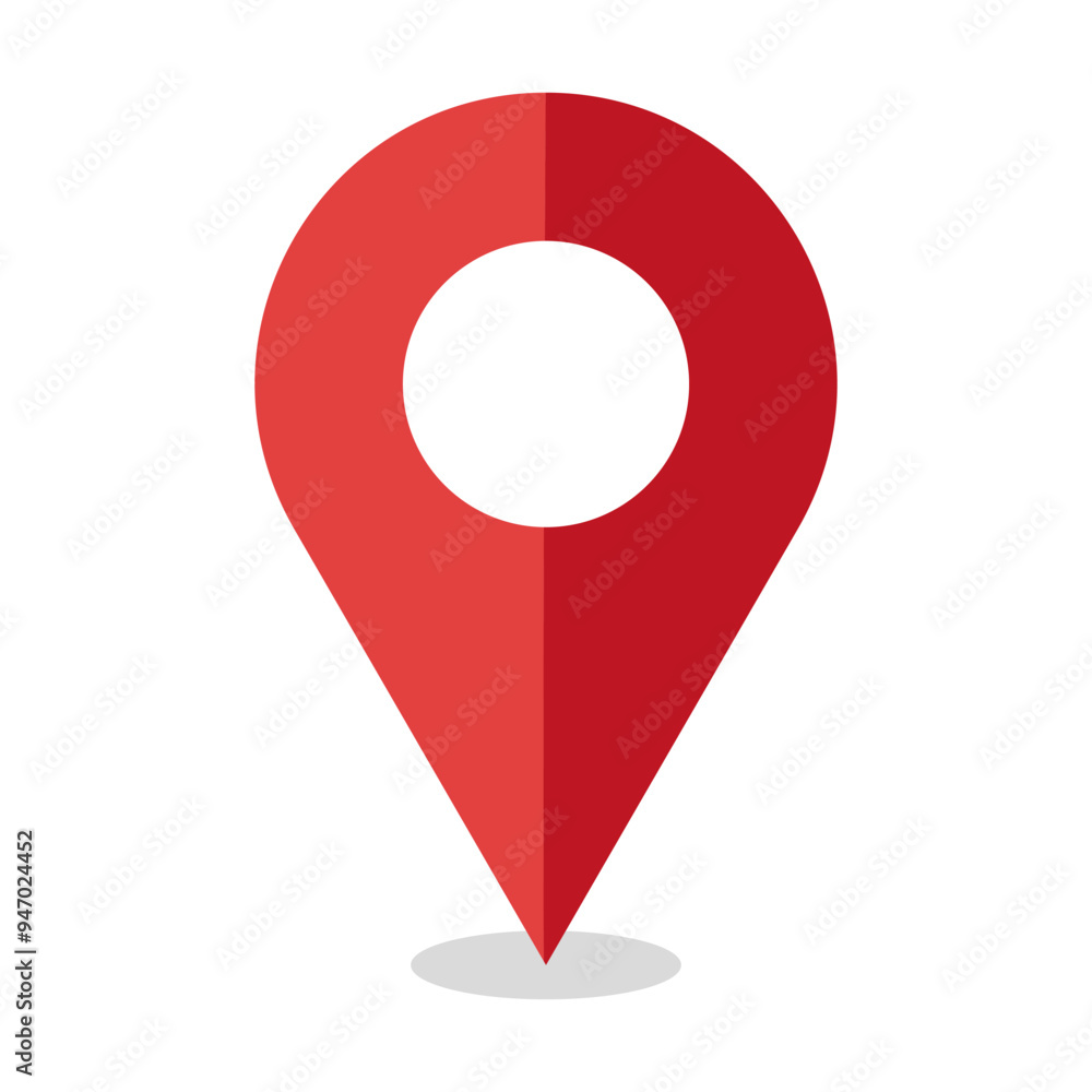 Location pin icon. Red map marker. GPS navigation symbol. Simple geolocation graphic. Location pin icon. Red map marker. GPS navigation symbol. Simple geolocation graphic.