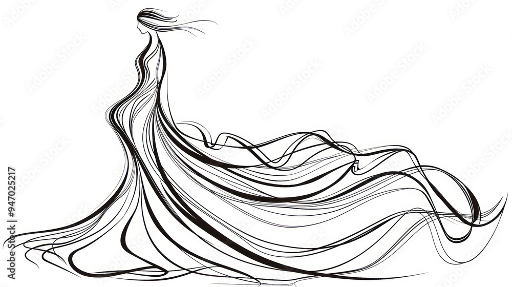 Abstract Woman in Flowing Dress. Abstract Woman in Flowing Dress.