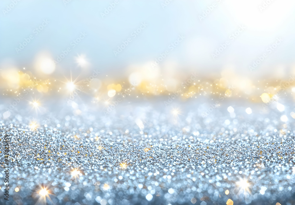 Silver and Gold Glitter Background with Bokeh Lights Silver and Gold Glitter Background with Bokeh Lights