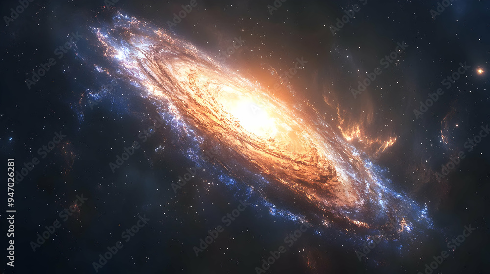 Fototapeta premium Spiral Galaxy in Space with Stars and Nebula