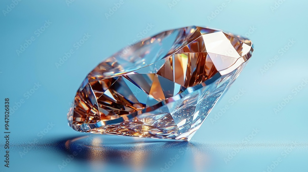 A Single, Sparkling Diamond on a Blue Surface A Single, Sparkling Diamond on a Blue Surface