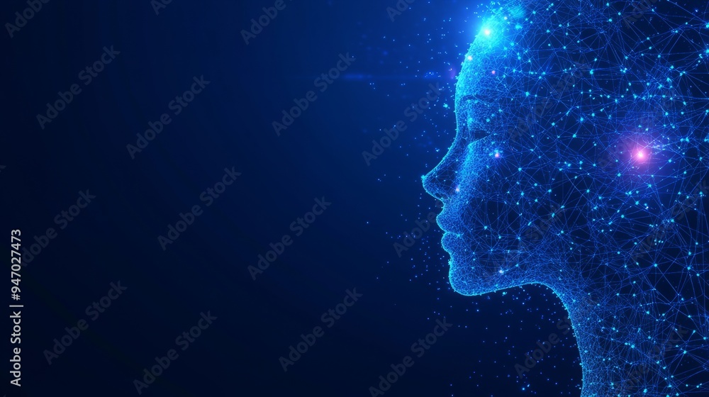 Obraz premium Abstract digital AI chat light blue background. Chatbot concept. GPT or Artificial Intelligence concept. Technology futuristic electric blue bg with neon abstract elements. Vector illustration. 