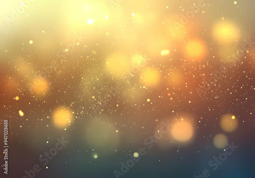 Abstract Golden Bokeh Background with Lights and Glimmer