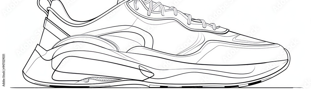 Fototapeta premium Sneakers line art.