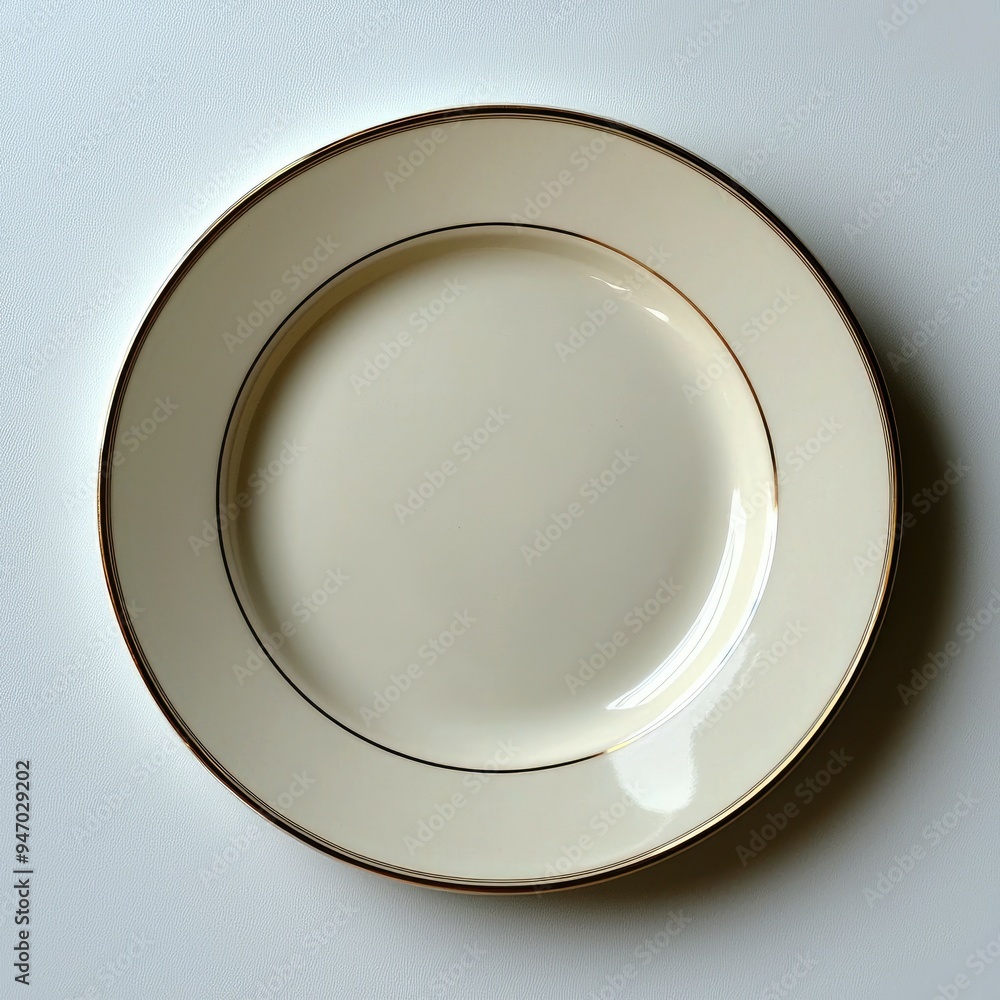 A White Plate with a Thin Gold Rim A White Plate with a Thin Gold Rim