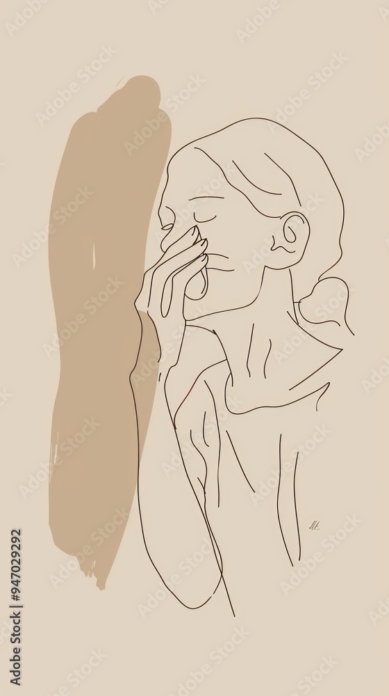 Abstract Line Art Woman Minimalist Illustration.