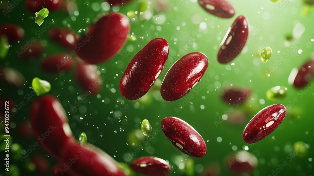 Falling Red Beans Close-Up