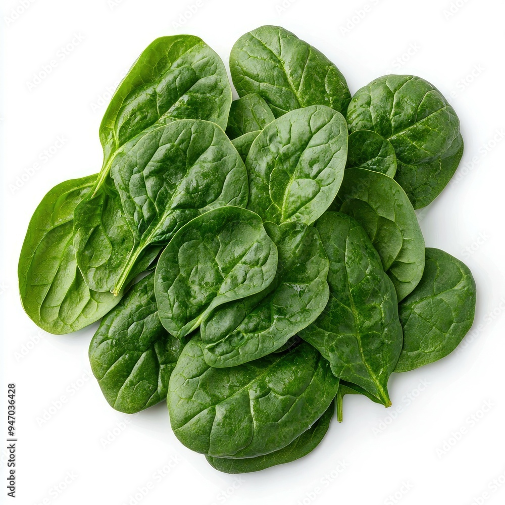 Fresh Green Spinach Leaves Isolated on White Background Fresh Green Spinach Leaves Isolated on White Background