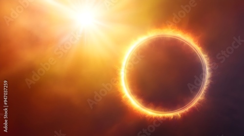 Conceptual image of a radiant sun surrounded by a glowing halo of light with the colors gradually transitioning from a brilliant yellow to a warm orange