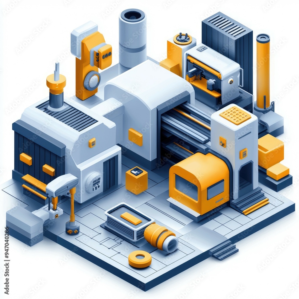 Obraz premium Industrial Machinery and Automated Production Line in a Factory Setting
