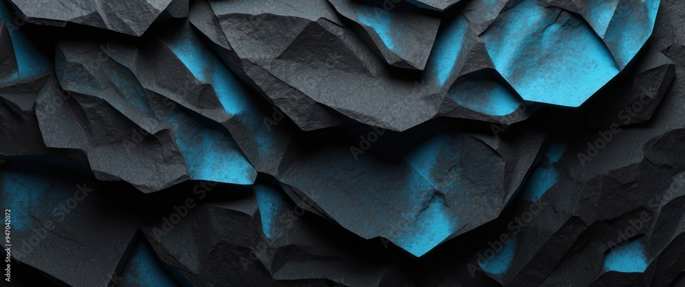 Abstract Blue and Black Rock Formations Abstract Blue and Black Rock Formations