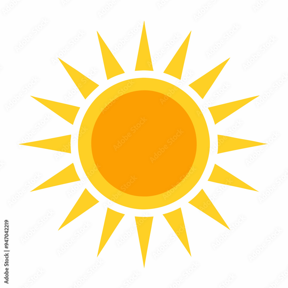 Vibrant sun icon vector symbol depicts clear daylight with warm and cheerful rays
Vibrant sun icon vector symbol depicts clear daylight with warm and cheerful rays